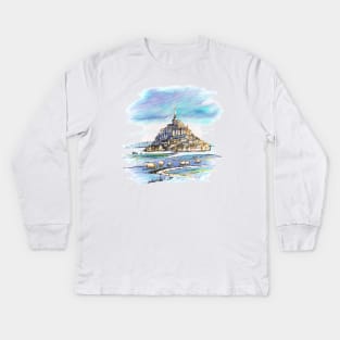 Mont Saint-Michel, Brittany, France Kids Long Sleeve T-Shirt